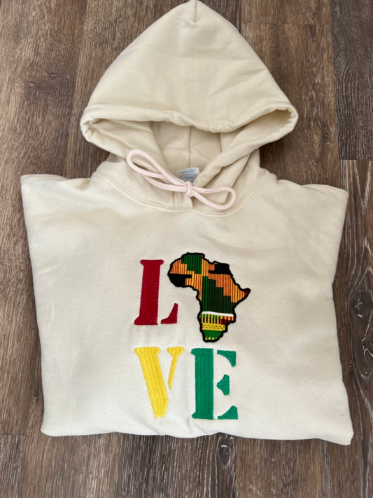 LOVE Black History with Africa applique hoodie
